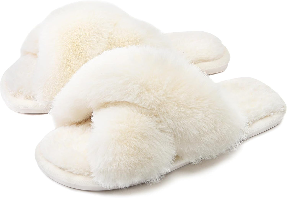 Cozy Fluffy Cross Band Slippers