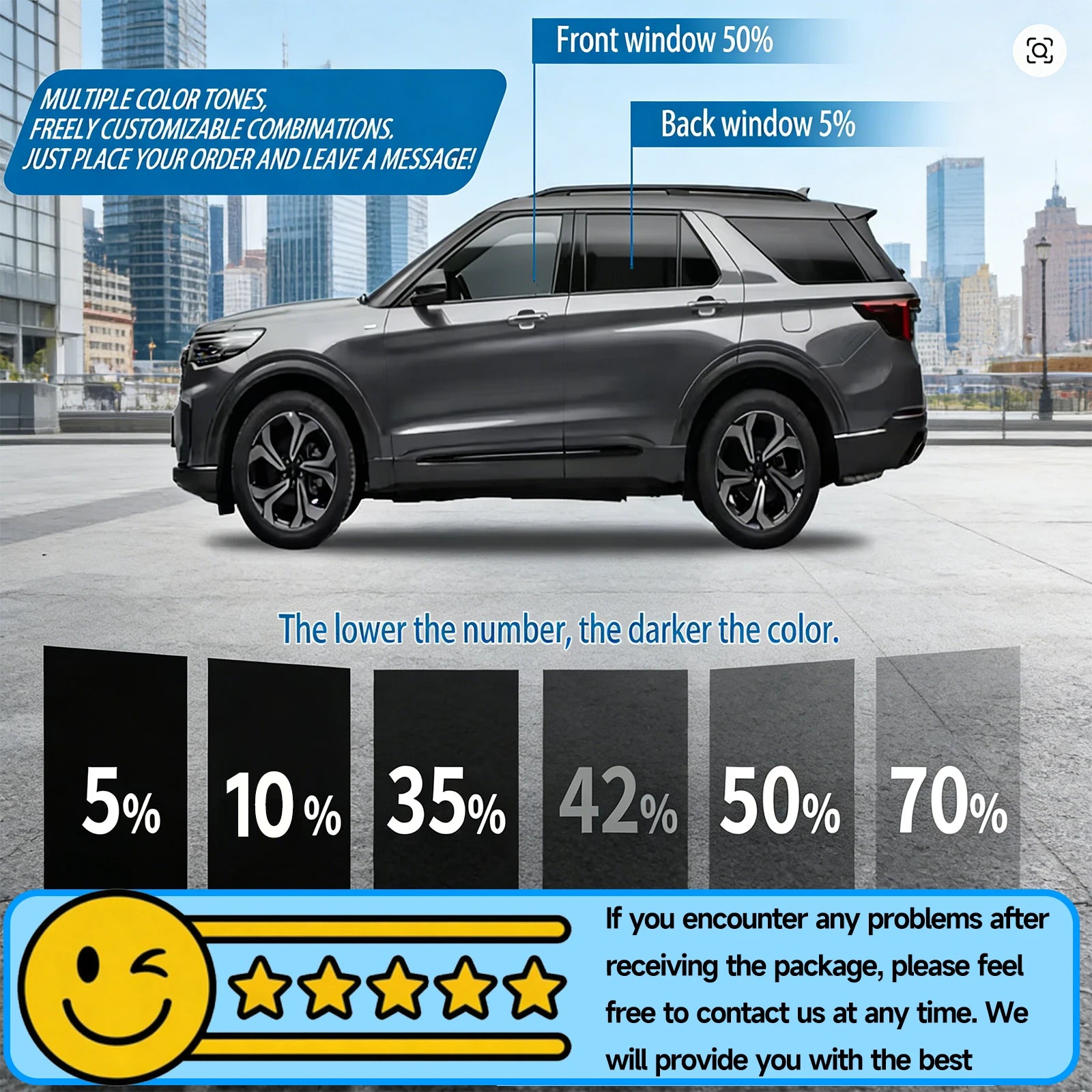Car Pre-Cut Window Tint for Tesla Model 3/Y/S/X Cybertruck Automotive Window Tint Sun Protection Film Complete Customized Kit