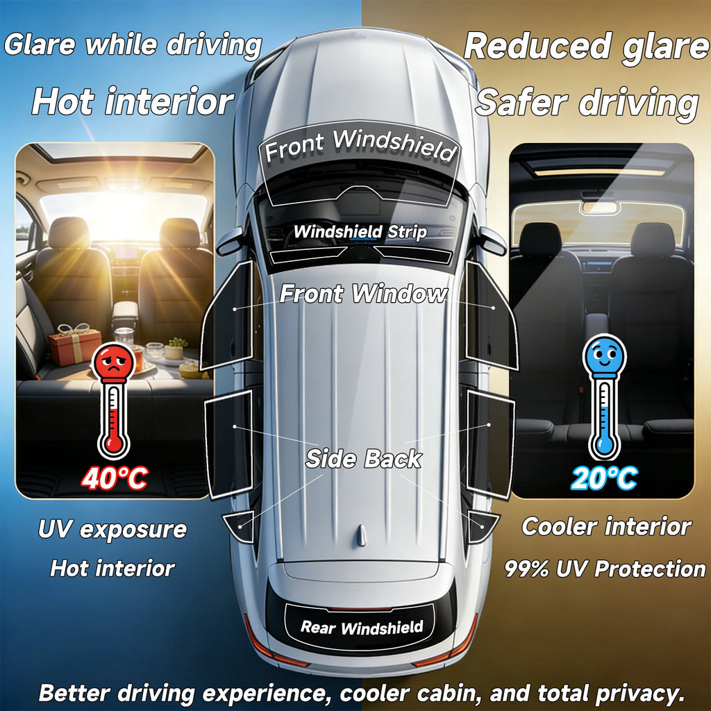 Car Pre-Cut Window Tint for Tesla Model 3/Y/S/X Cybertruck Automotive Window Tint Sun Protection Film Complete Customized Kit