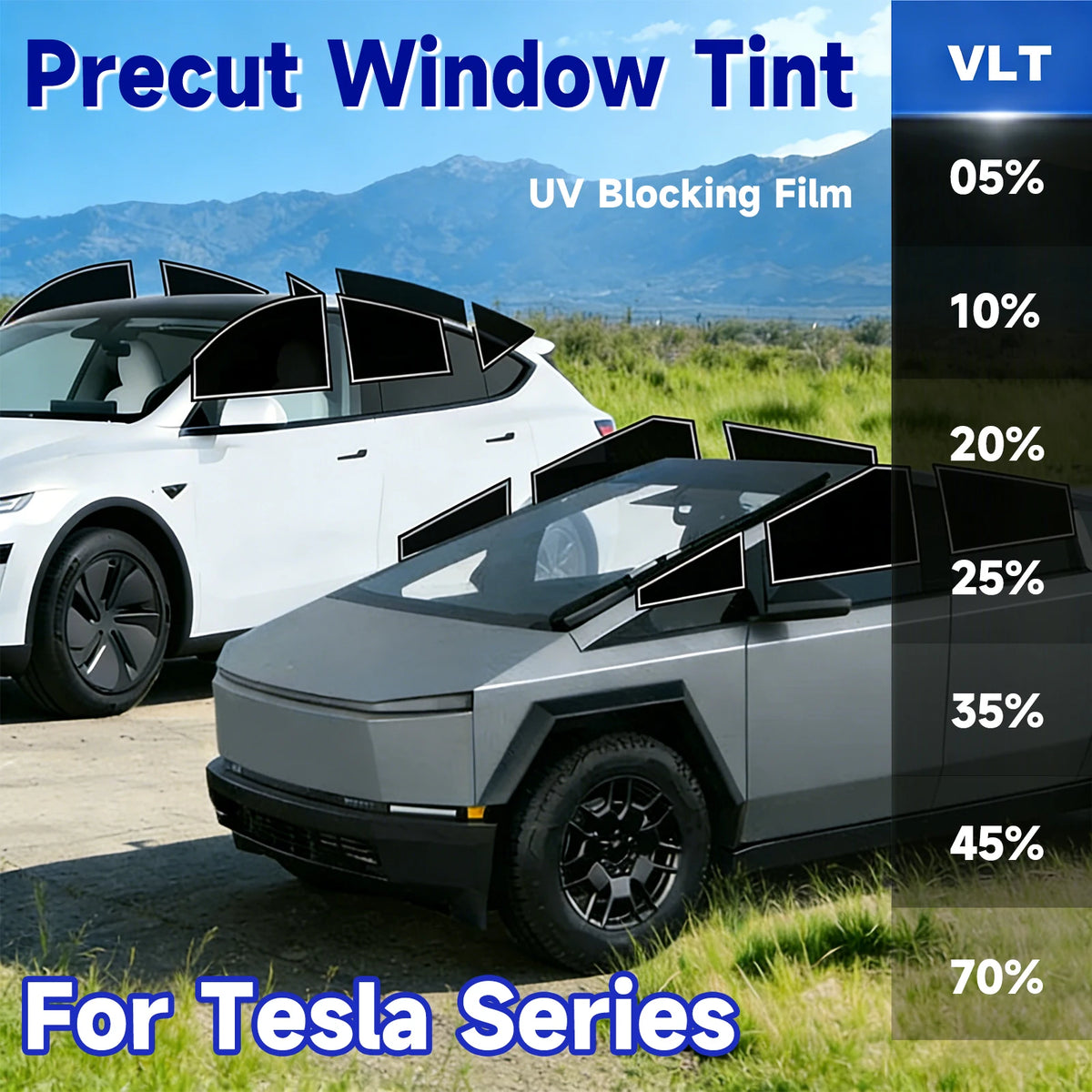 Car Pre-Cut Window Tint for Tesla Model 3/Y/S/X Cybertruck Automotive Window Tint Sun Protection Film Complete Customized Kit