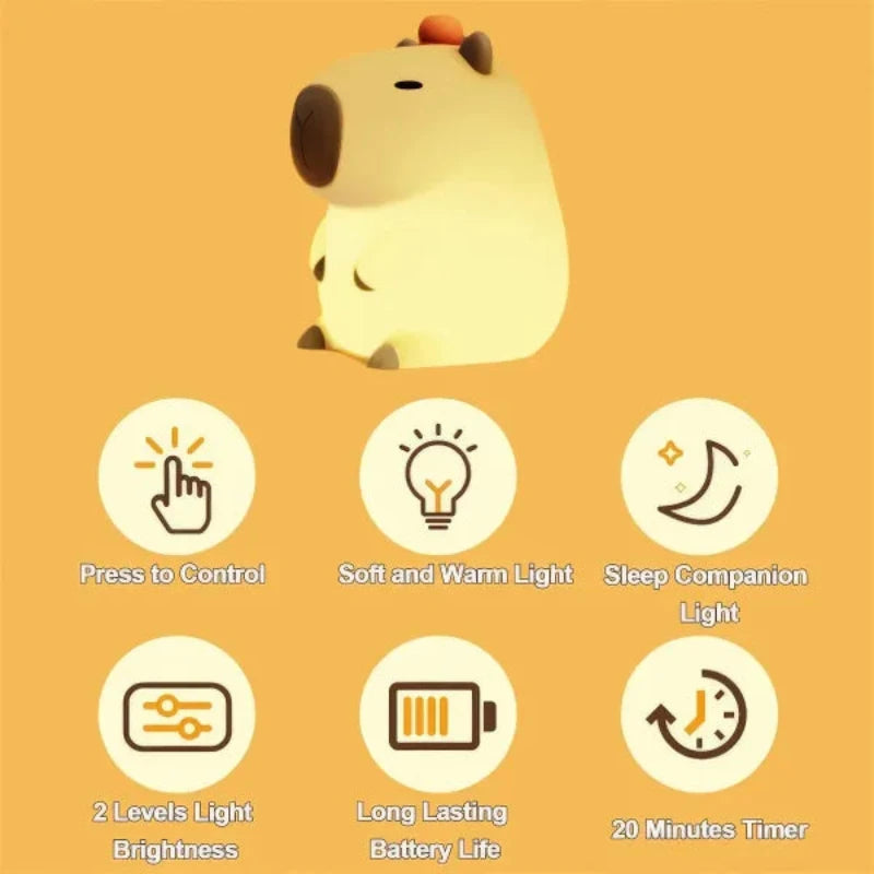 Squishy Capybara Lamp with Orange(Night Light)