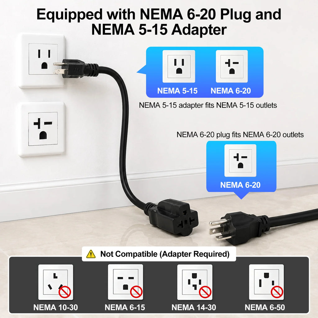 Dreamdash 16A Level 1&2 Portable EV Charger SAE J1772 NEMA 6-20P 25FT ETL Cable with NEMA 5-15P Adapter, Adjustable Current, Delay Timer, UL FCC Certified IP67 Waterproof