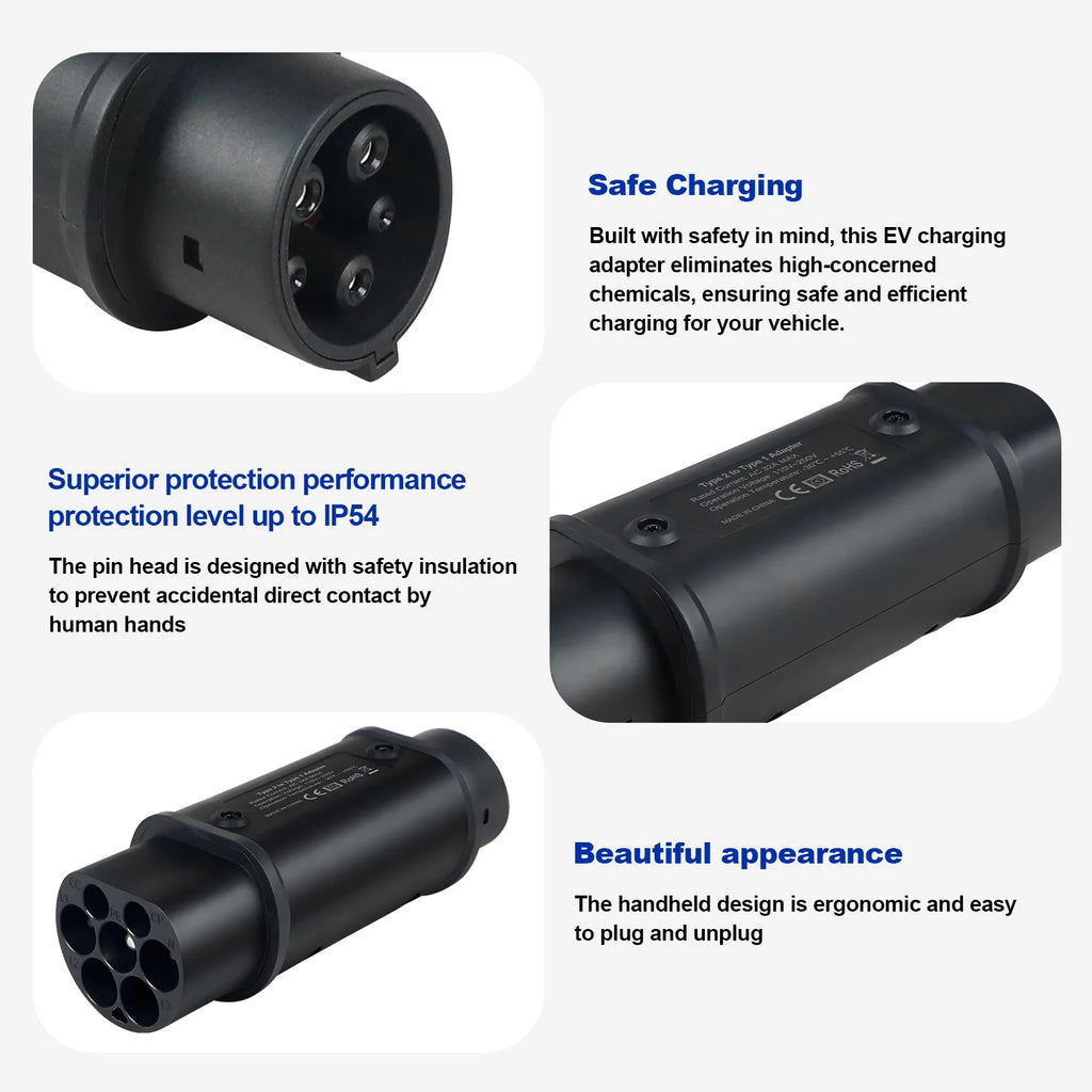Kolanky Type2 To Type1 EV Charger Adapter Converter IEC 62196 16A 32A J1772 For Electric Vehicle Charging Connector