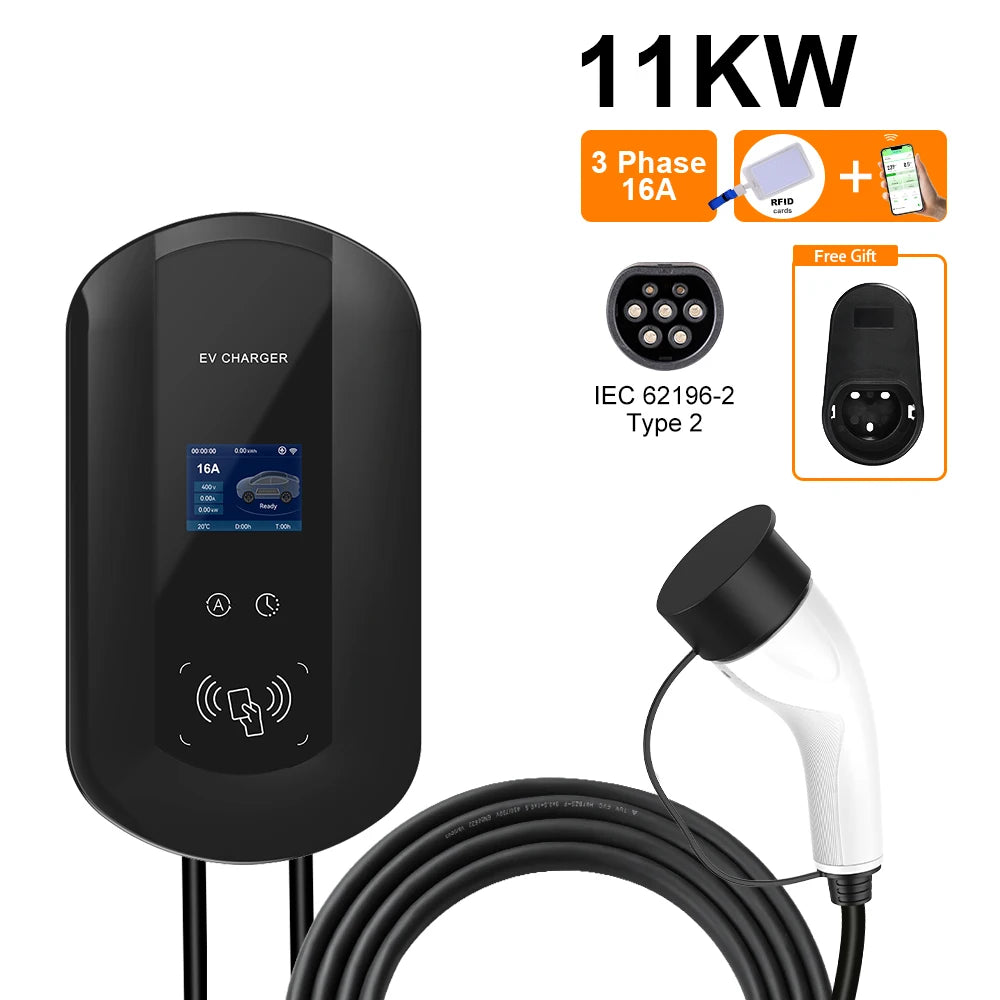 JDMEX Type2 EV Charger Station 32A 7KW Electric Vehicle Charging Station 16A 11KW 22KW IEC62196-2 EVSE Wallbox With APP Conttol