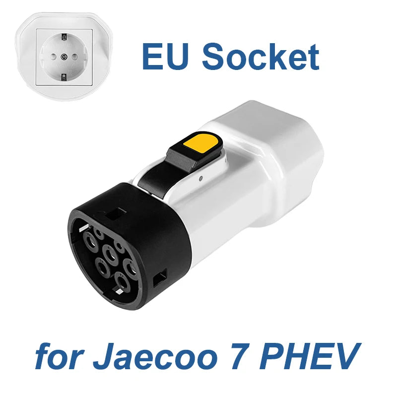 EVqiaoyi Type2 V2L Discharger Adapter 16A 3.5KW Type2 Car Discharge Plug with EU Socket for Camping, BYD Jaecoo MG Renault