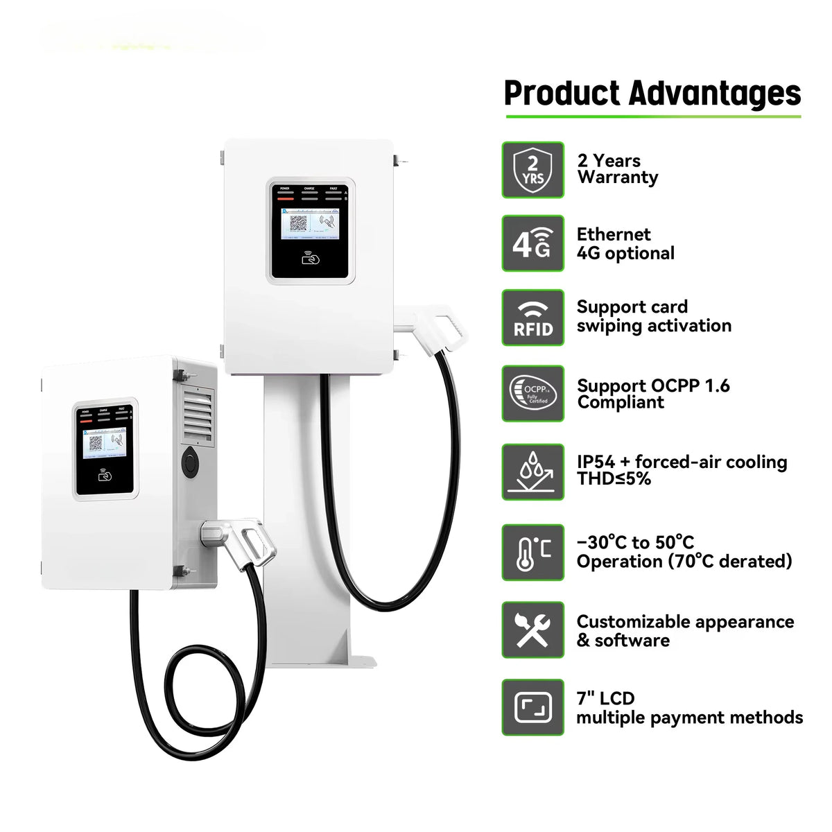 DC Fast EV Charger 20kW / 30kW / 40kW – CCS2, CCS1, CHAdeMO & OCPP