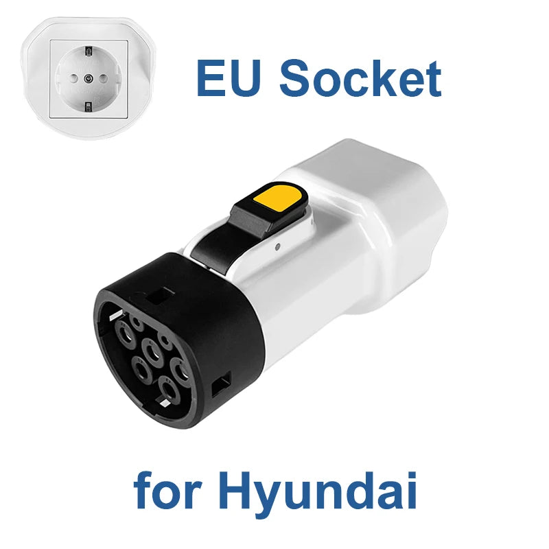 EVqiaoyi Type2 V2L Discharger Adapter 16A 3.5KW Type2 Car Discharge Plug with EU Socket for Camping, BYD Jaecoo MG Renault