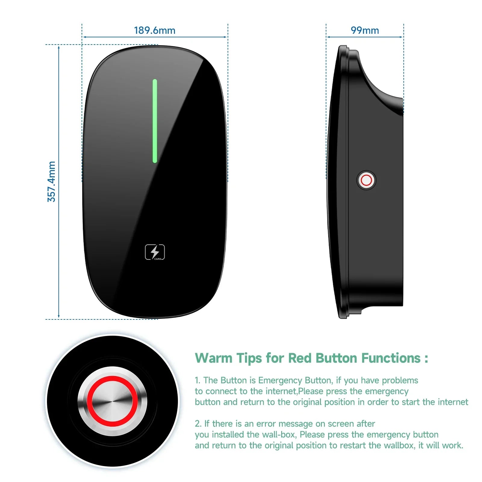AFEEV Smart Type 2 EV Charger Wallbox – 7.6kW / 11kW / 22kW – WiFi, RFID, 5m Cable