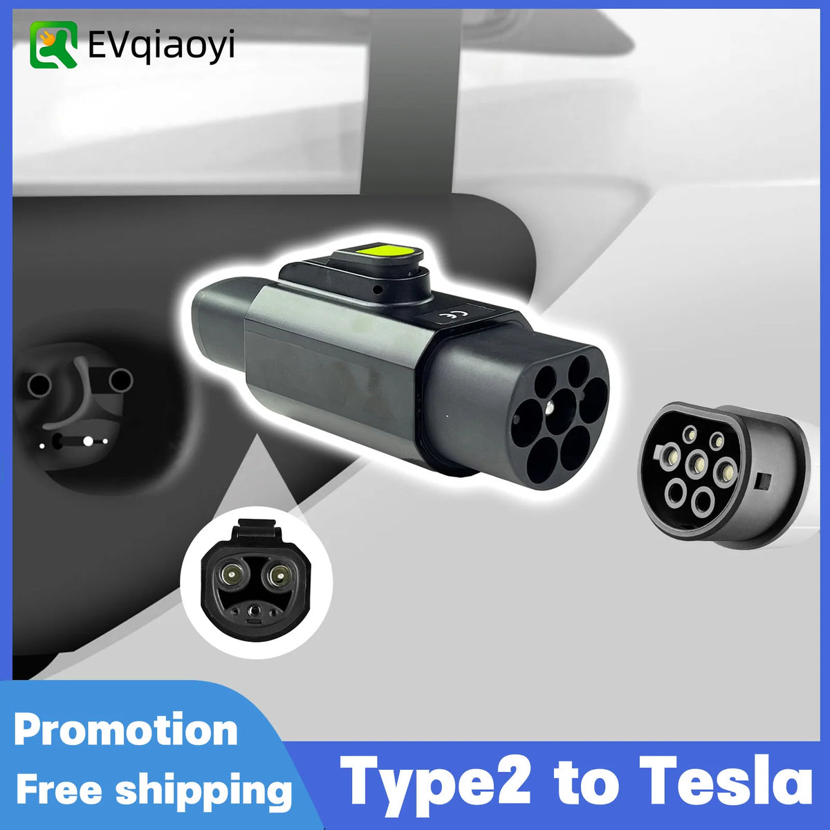 EVqiaoyi TYPE2 To Tesla Adapter 7.2kw TYPE2 Charging Pile to Tesla NACS Car Adaptor Suitable For Model 3/Y/X/S Accessories
