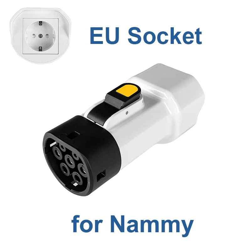 EVqiaoyi Type2 V2L Discharger Adapter 16A 3.5KW Type2 Car Discharge Plug with EU Socket for Camping, BYD Jaecoo MG Renault