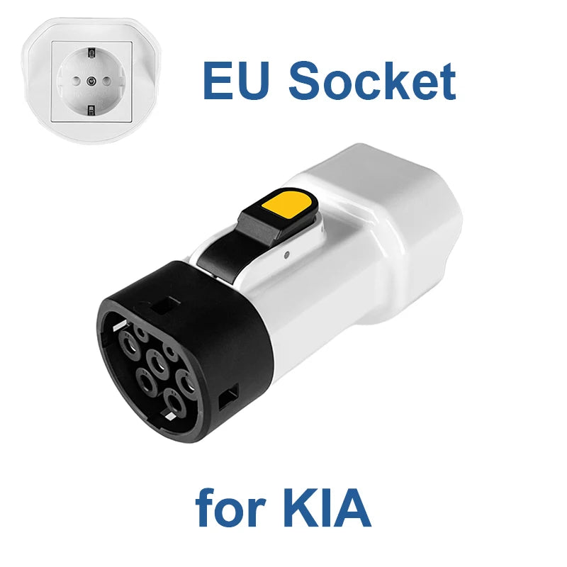EVqiaoyi Type2 V2L Discharger Adapter 16A 3.5KW Type2 Car Discharge Plug with EU Socket for Camping, BYD Jaecoo MG Renault