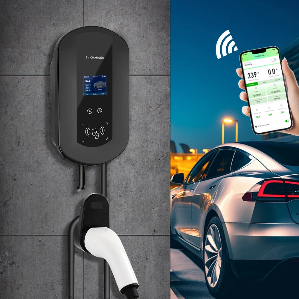 JDMEX Type2 EV Charger Station 32A 7KW Electric Vehicle Charging Station 16A 11KW 22KW IEC62196-2 EVSE Wallbox With APP Conttol