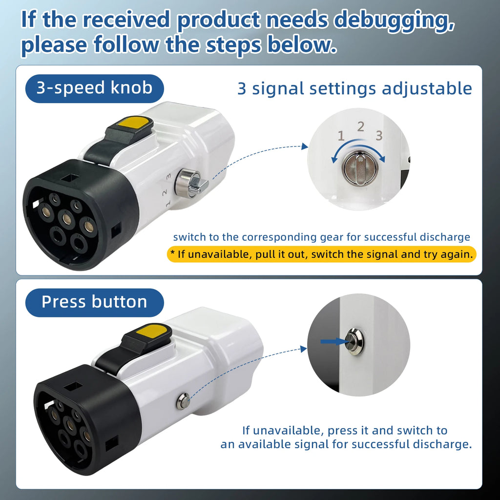 EVqiaoyi Type2 V2L Discharger Adapter 16A 3.5KW Type2 Car Discharge Plug with EU Socket for Camping, BYD Jaecoo MG Renault