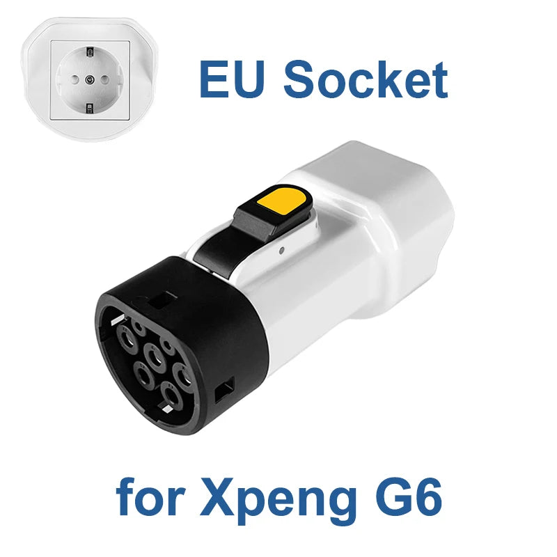 EVqiaoyi Type2 V2L Discharger Adapter 16A 3.5KW Type2 Car Discharge Plug with EU Socket for Camping, BYD Jaecoo MG Renault