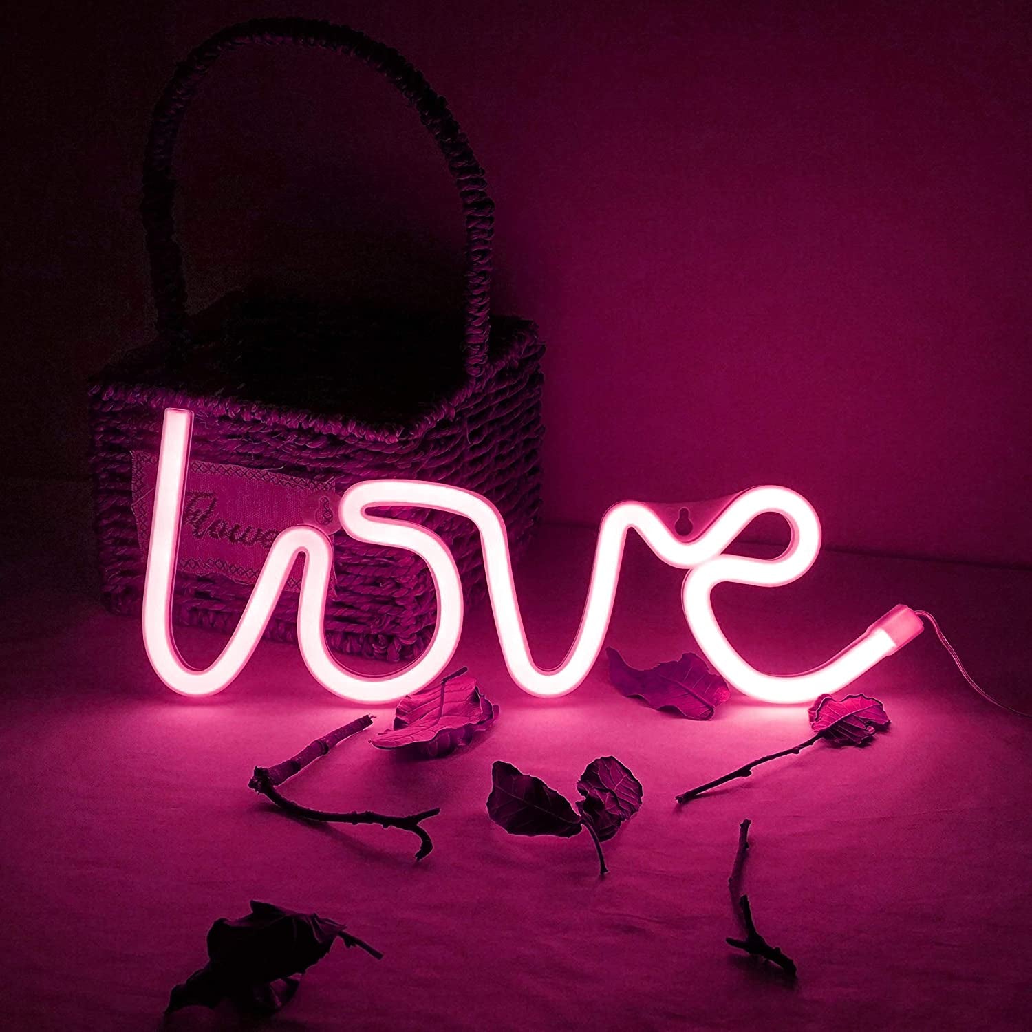 Love LED Neon Light, Usb/Battery Powered Heart Shaped Neon Sign Lamp, Decorative Night Light Wall Decor for Bedroom Living Room Kids Room Wedding Party Christmas (Love-P)